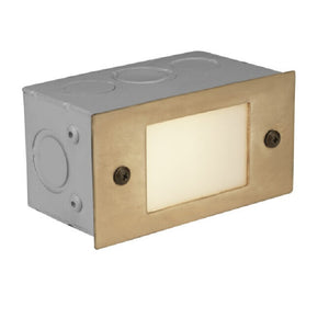 Copper Lensed Step Light with Raw Copper finish, frosted lens, 12V low voltage outdoor step lighting fixture
