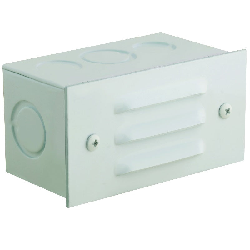 Aluminum 3-louvered recessed step light with polycarbonate lens, available in Black, Bronze, Rust, and White finishes