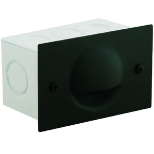 Aluminum half-moon recessed step light with polycarbonate lens, available in Black, Bronze, Rust, and White finishes