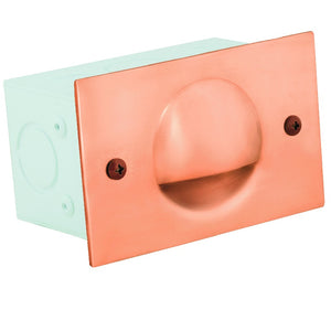 Copper Half-Moon Step Light with Raw Copper finish, low voltage recessed outdoor step lighting fixture