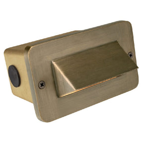 1 Louver Brass Step Light in Antique Bronze and Gun Metal finish with frosted lens for outdoor pathways and masonry walls