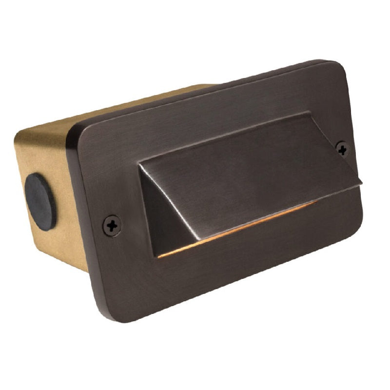 1 Louver Brass Step Light in Antique Bronze and Gun Metal finish with frosted lens for outdoor pathways and masonry walls