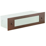 Aluminum lensed brick step light with frosted polycarbonate lens, available in Black, Bronze, Rust, and White finishes