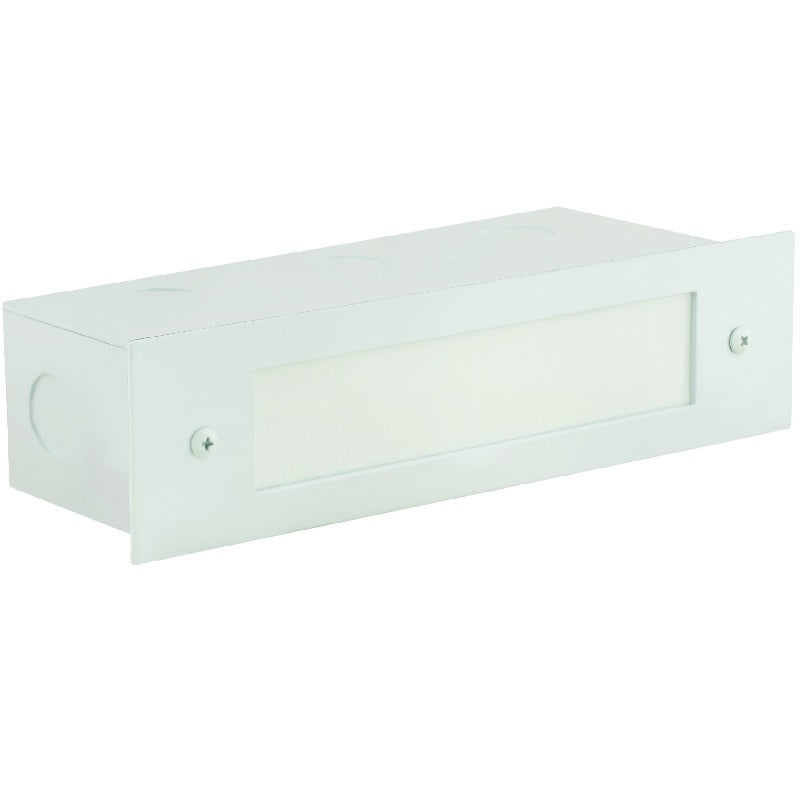 Aluminum lensed brick step light with frosted polycarbonate lens, available in Black, Bronze, Rust, and White finishes