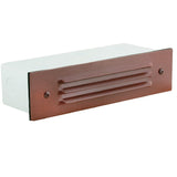 3 louver aluminum brick step light in Black, Bronze, Rust, and White finishes, outdoor recessed mount