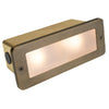 Lensed Brick Light in Antique Bronze and Gun Metal brass finish with frosted lens for outdoor step, pathway, and masonry lighting