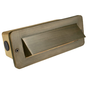 1 Louver Brick Light in Antique Bronze and Gun Metal brass finish with frosted lens for outdoor step, wall, and masonry lighting