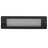8.75-inch large lensed backless box brick step light in Black or Bronze aluminum finish with integrated 5W LED, surface mount for masonry walls and steps.