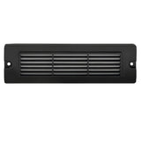 8.75-inch large louvered backless box brick step light in Black or Bronze aluminum finish with integrated 5W LED, surface mount for outdoor masonry walls.