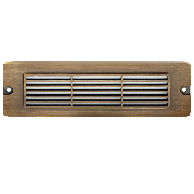 8-3/4” Brass Large Louvered Backless Box Brick & Step Light | 12V