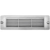 8.75 inch brass LED brick light, large louvered backless box design, antique bronze, gun metal, and silver finishes with frosted lens