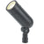 Lensed Bullet Spot Light in die-cast aluminum, black finish, MR-16 compatible with ground spike for outdoor landscape lighting.