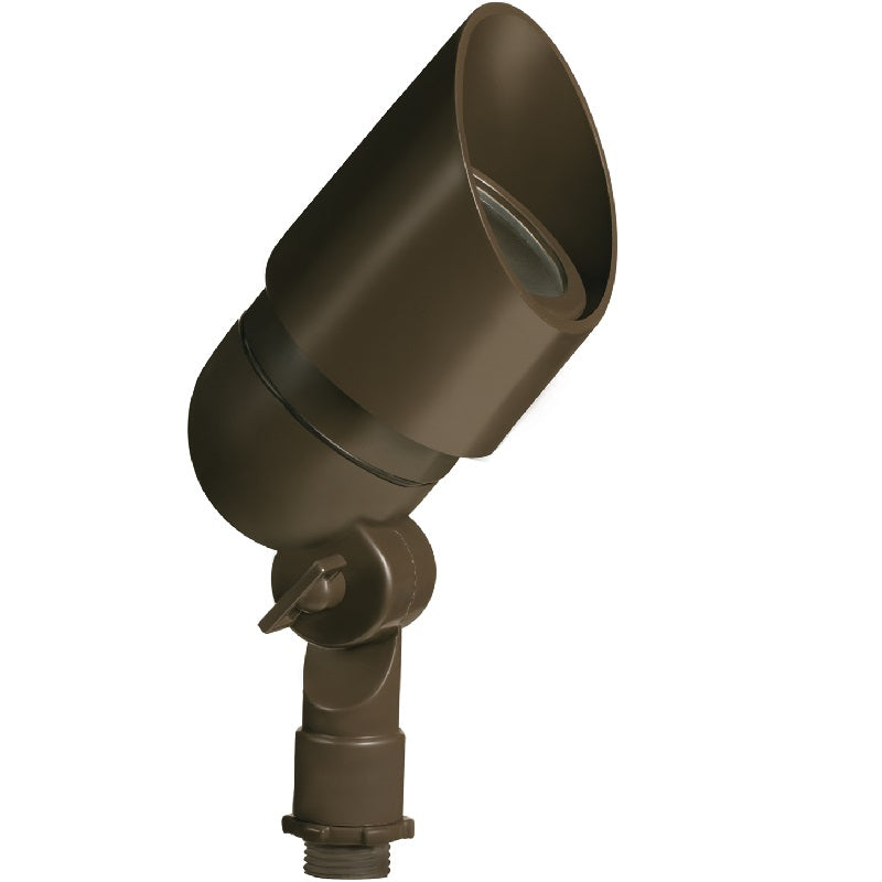 Aluminum Bullet Spot Light with 360° rotatable shroud, MR-16 compatible, available in Black, Bronze, Granite, White, and Rust finishes for outdoor landscape lighting.
