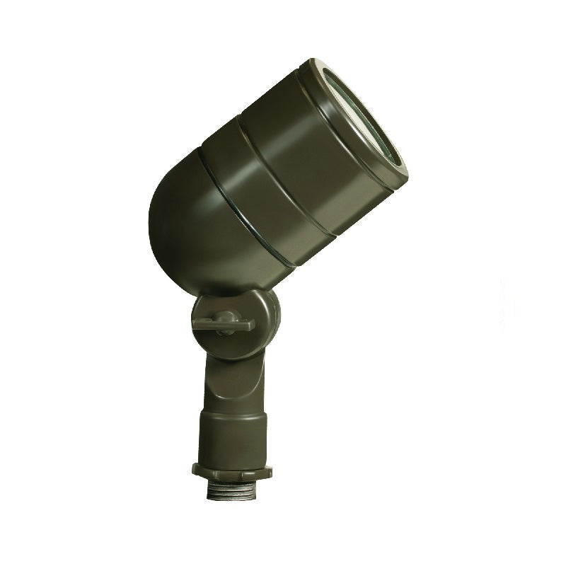 Aluminum Lensed Bullet Spot Light for landscape lighting, MR-16 compatible, available in Black, Bronze, White, Rust, and Verde Green finishes.