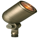 Lensed Brass Bullet Light in Antique Bronze or Silver Plated finish with clear convex glass lens, adjustable knuckle, and MR-16 lamp compatibility for landscape spotlighting