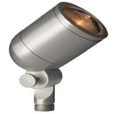 Lensed Brass Bullet Light in Antique Bronze or Silver Plated finish with clear convex glass lens, adjustable knuckle, and MR-16 lamp compatibility for landscape spotlighting