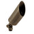 Brass hooded bullet up light for landscape lighting, shown in antique bronze finish with adjustable knuckle, clear convex lens, and ground mounting spike – compatible with 12V MR16 LED lamps.