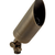 Brass hooded bullet up light for landscape lighting, shown in antique bronze finish with adjustable knuckle, clear convex lens, and ground mounting spike – compatible with 12V MR16 LED lamps.