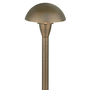 Mushroom Path Light with 18-Inch Stem – Brass with Antique Bronze Finish | Landscape Lighting Fixture