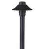 Mini Umbrella Path Light with 18-inch aluminum stem, available in Black and Bronze finishes. Outdoor landscape fixture with tempered glass lens and 12V T3 lamp compatibility.