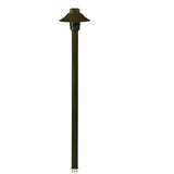 Mini Umbrella Path Light with 18-inch aluminum stem, available in Black and Bronze finishes. Outdoor landscape fixture with tempered glass lens and 12V T3 lamp compatibility.