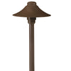 Umbrella Path Light with 18-inch aluminum stem, available in Black and Bronze. Outdoor landscape lighting fixture with tempered glass lens and 12V T3 lamp compatibility.