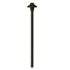 Mini Umbrella Path Light with 18-inch aluminum stem, Black or Bronze finish. Outdoor landscape lighting fixture with tempered glass lens, 12V T3 lamp compatible.