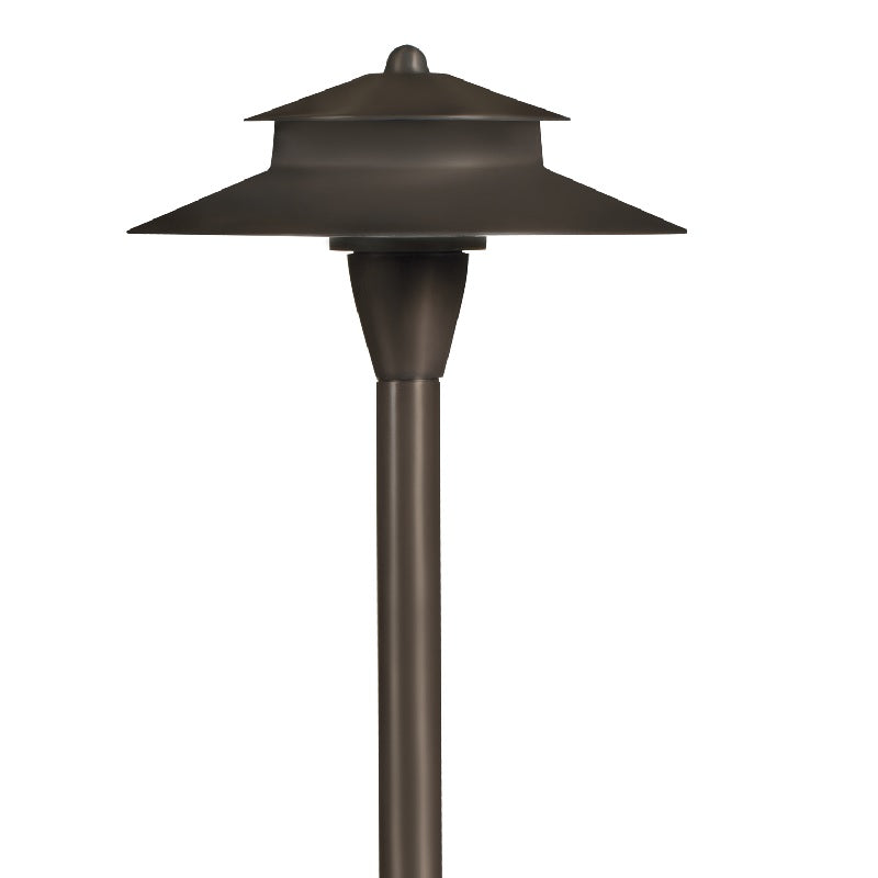 Smart RGB-WW Bluetooth Large Umbrella Area Light in Antique Bronze or Gun Metal brass with 12″ or 18″ stem, frosted lens, 1–5W LED for wide outdoor landscape lighting.