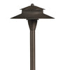 Smart RGB-WW Bluetooth Large Umbrella Area Light in Antique Bronze or Gun Metal brass with 12″ or 18″ stem, frosted lens, 1–5W LED for wide outdoor landscape lighting.
