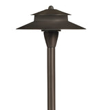 Smart RGB-WW Bluetooth Large Umbrella Area Light in Antique Bronze or Gun Metal brass with 12″ or 18″ stem, frosted lens, 1–5W LED for wide outdoor landscape lighting.