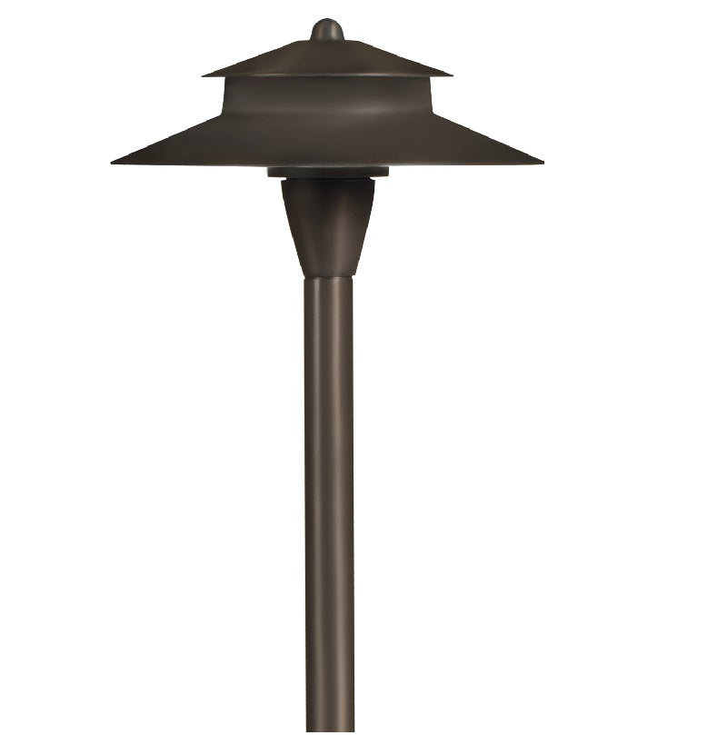 Large Umbrella Brass Path Light with 18-Inch Stem – Antique Bronze or Gun Metal Finish | Landscape Lighting Fixture