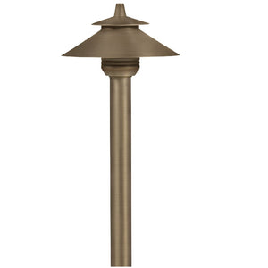 Small Umbrella Brass Path Light with 16.5-Inch Stem – Antique Bronze Finish for Landscape Lighting
