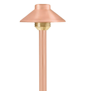 Copper landscape path light with frosted polycarbonate lens