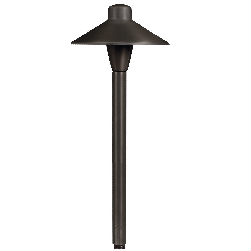 Smart RGB-WW Bluetooth Umbrella Area Light in Antique Bronze or Gun Metal brass with 12″ or 18″ stem, 1–5W LED, wide 120° beam spread for outdoor landscape lighting.