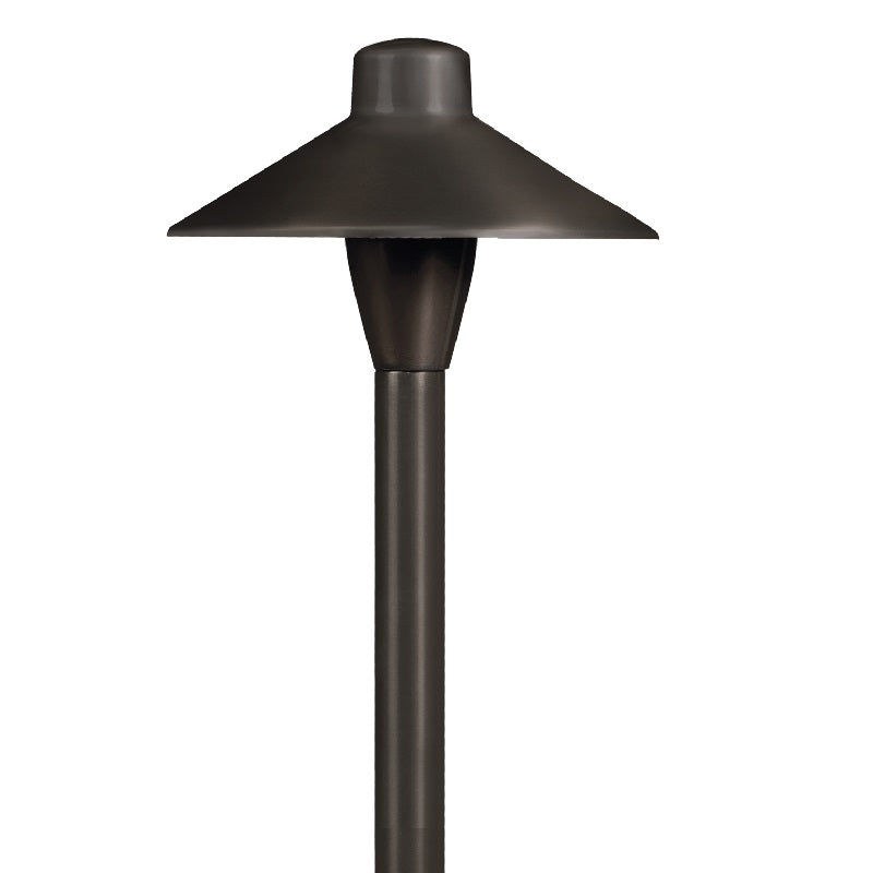 Umbrella Brass Path Light with 6.75″ Shade and 18″ Stem in Antique Bronze and Gun Metal Finishes