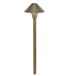 Dimpled Cone Brass Path Light with 6.75″ Shade and 18″ Stem in Antique Bronze Finish