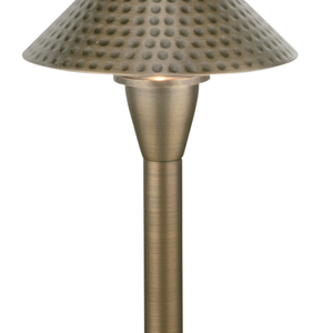 Dimpled Cone Brass Path Light with 6.75″ Shade and 18″ Stem in Antique Bronze Finish