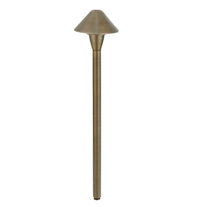 Brass Smart RGB-WW Mini Cone Bluetooth Area Light in Antique Bronze finish with 12″ or 18″ stem, 1–5W LED, 35–380 lumens, for outdoor pathway and garden lighting.