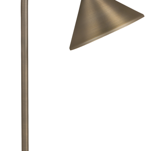 Adjustable Cone Path Light in solid brass with Antique Bronze finish, featuring a 5.5-inch shade and adjustable knuckle, SCB LED compatible, for landscape lighting.