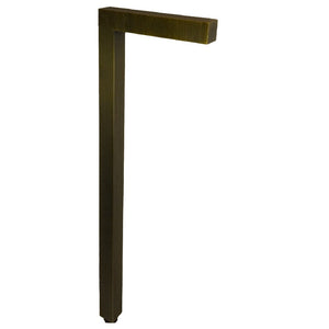 L-Shaped Modern Path Light in solid brass, 18-inch design, multiple finishes, LED only, for modern landscape lighting.