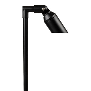 Machined aluminum path light with 18″ or 24″ stem, available in Black and Bronze, MR-16 LED compatible, tempered glass lens, and adjustable knuckle.