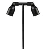 Double-head machined aluminum flat shroud path light in Black, Bronze, or Silver, with 18″ or 24″ stem options, MR-16 LED compatible.