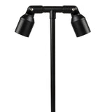 Double-head machined aluminum flat shroud path light in Black, Bronze, or Silver, with 18″ or 24″ stem options, MR-16 LED compatible.