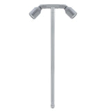 Double-head machined aluminum flat shroud path light in Black, Bronze, or Silver, with 18″ or 24″ stem options, MR-16 LED compatible.