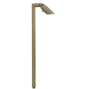Single Head Path Light with adjustable brass head, available in Antique Bronze and Gun Metal finishes, with 24″ or 18″ stem, MR-11 LED compatible.