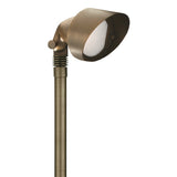 Large Oval Brass Area Light with 24″ stem, adjustable knuckle, and frosted glass lens, available in Antique Bronze or Gun Metal finish, MR-16 LED compatible.
