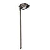 Large Oval Brass Area Light with 24″ stem, adjustable knuckle, and frosted glass lens, available in Antique Bronze or Gun Metal finish, MR-16 LED compatible.