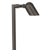 Mini Single Head Brass Path Light with adjustable knuckle, available in Antique Bronze, Gun Metal, and Silver Plated finishes, offered in 12″, 18″, or 24″ stems, MR-16 LED compatible.