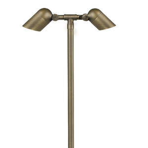 Mini Double Head Brass Path Light | MR-16 LED Compatible