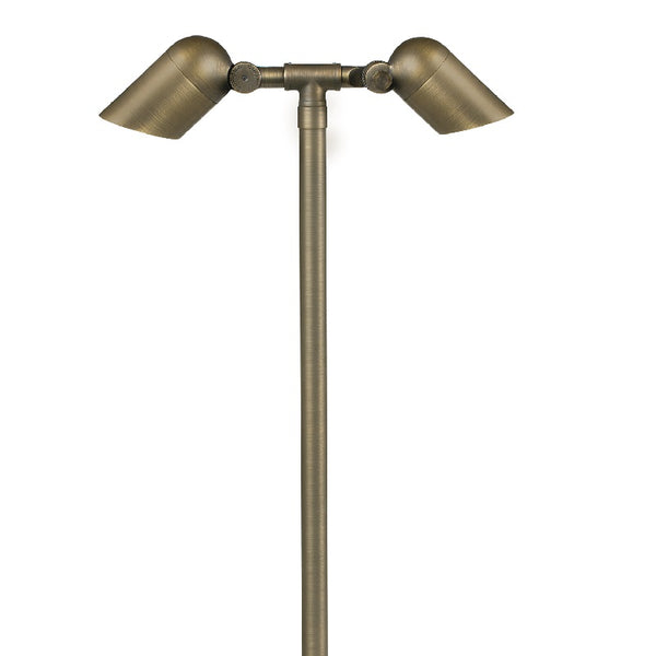 Mini Double Head Brass Path Light | MR-16 LED Compatible